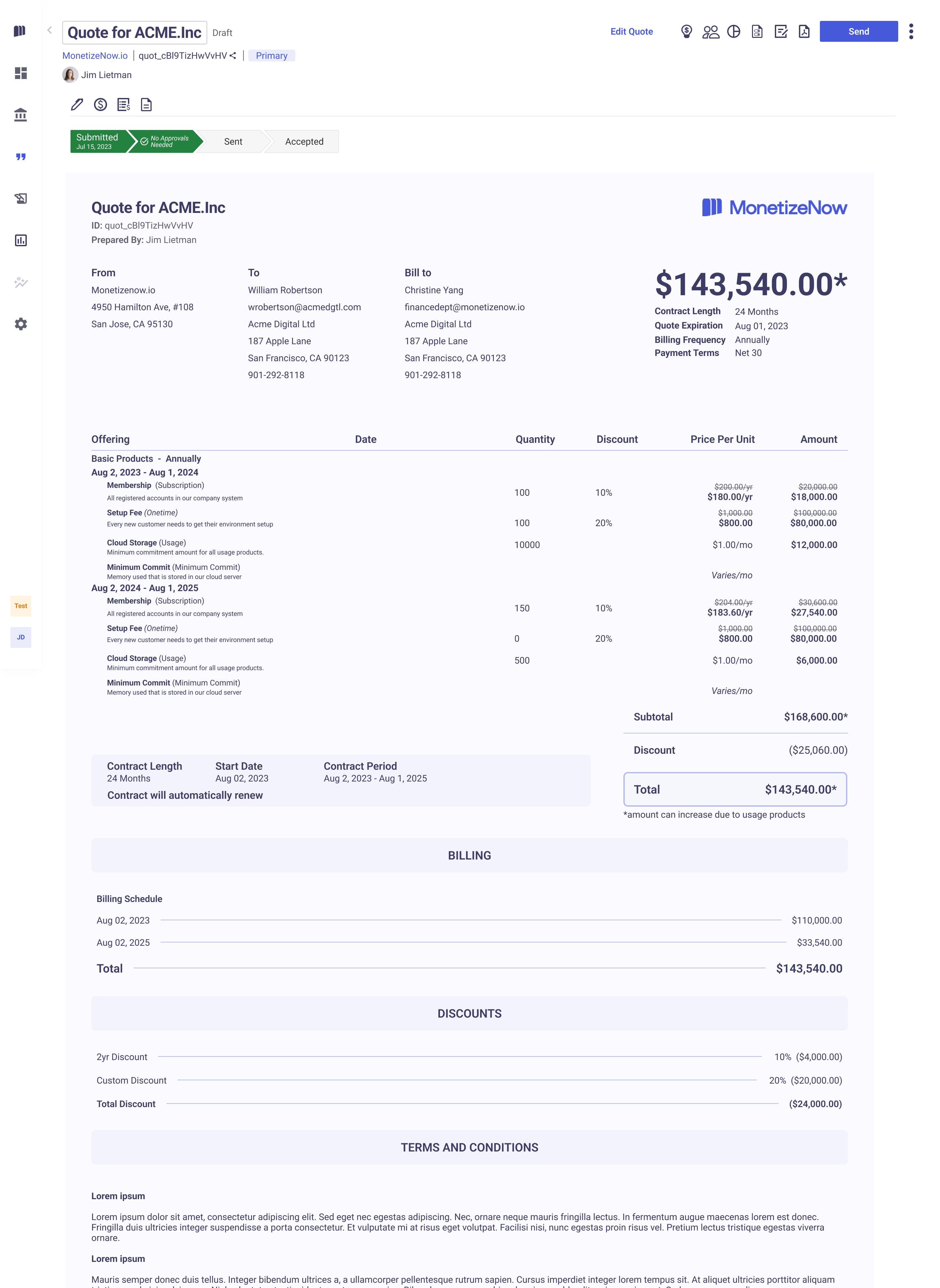 Exportable contract generated from the quote